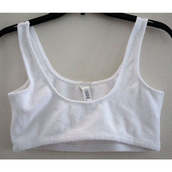 SKIMS 0402 Women's Sz L White Terry Scoop Neck Cotton Blend Bralette - Picture 1 of 8